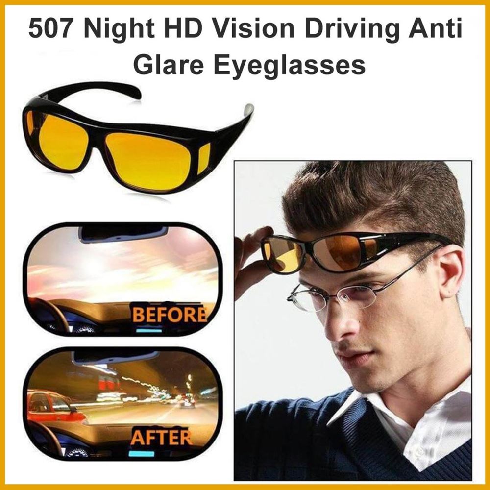 Hd Vision Anti Glare Sunglasses Wrap Around Day & Night Driving - UNO LIFE