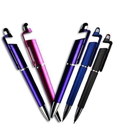 UNO LIFE 3 in 1 Ballpoint Pen with Mobile Stand Holder, Writing Pen, Stylus Pen for Touchscreen Mobile Phones and Tablets (Set of 5)